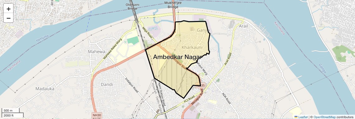 Location Map of Ambedkar Nagar, Allahabad