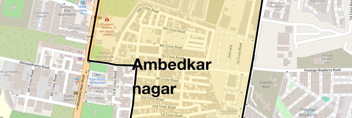 Location Map of Ambedkar Nagar, Bangalore
