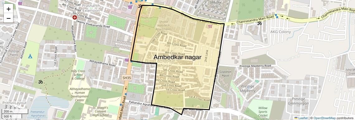 Location Map of Ambedkar nagar, Bangalore