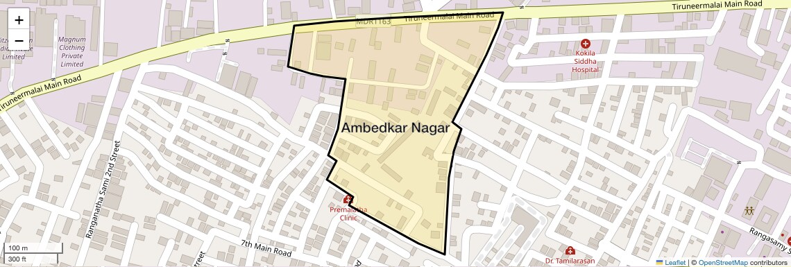 Location Map of Ambedkar Nagar, Chennai