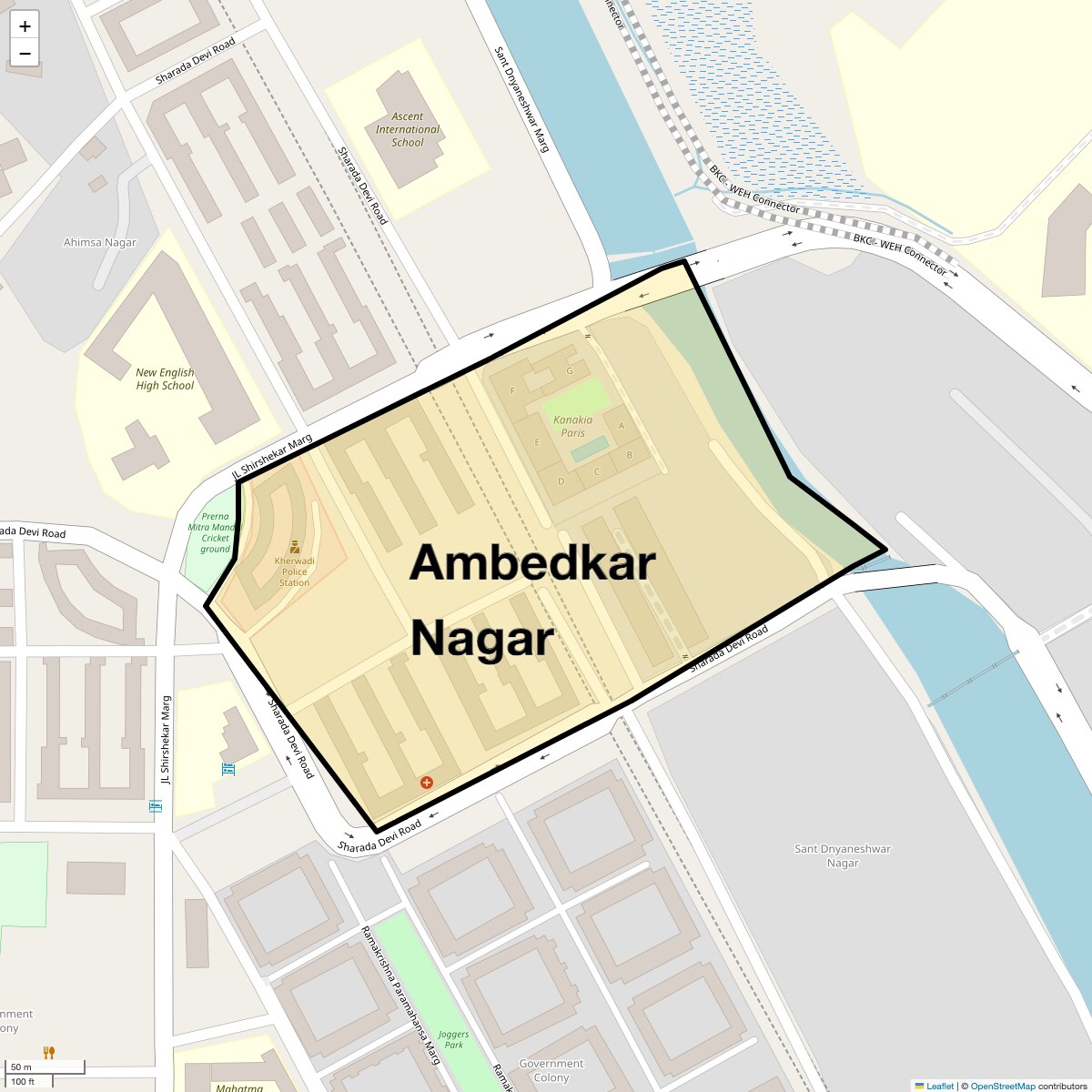 Location Map of Ambedkar Nagar, Mumbai