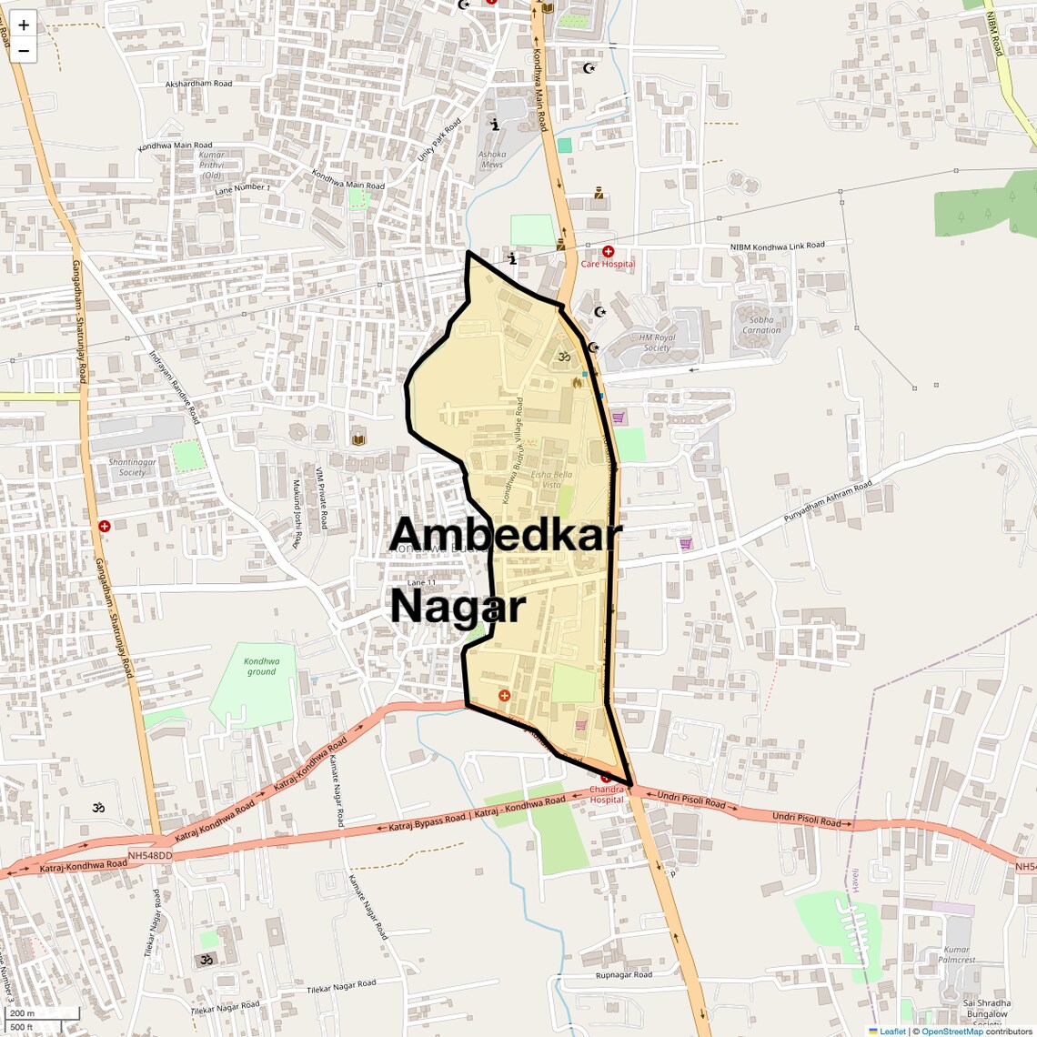 Location Map of Ambedkar Nagar, Pune