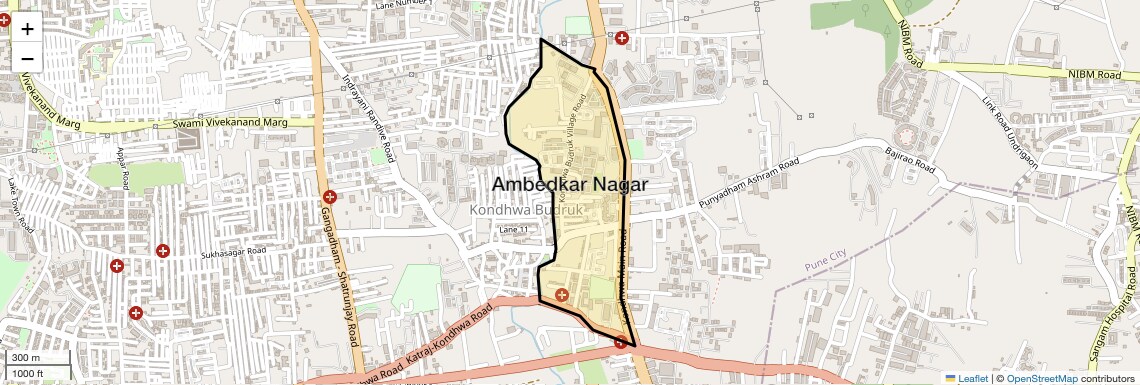 Location Map of Ambedkar Nagar, Pune