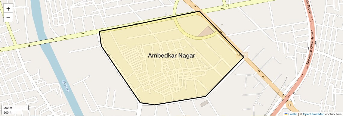 Location Map of Ambedkar Nagar, Rajkot