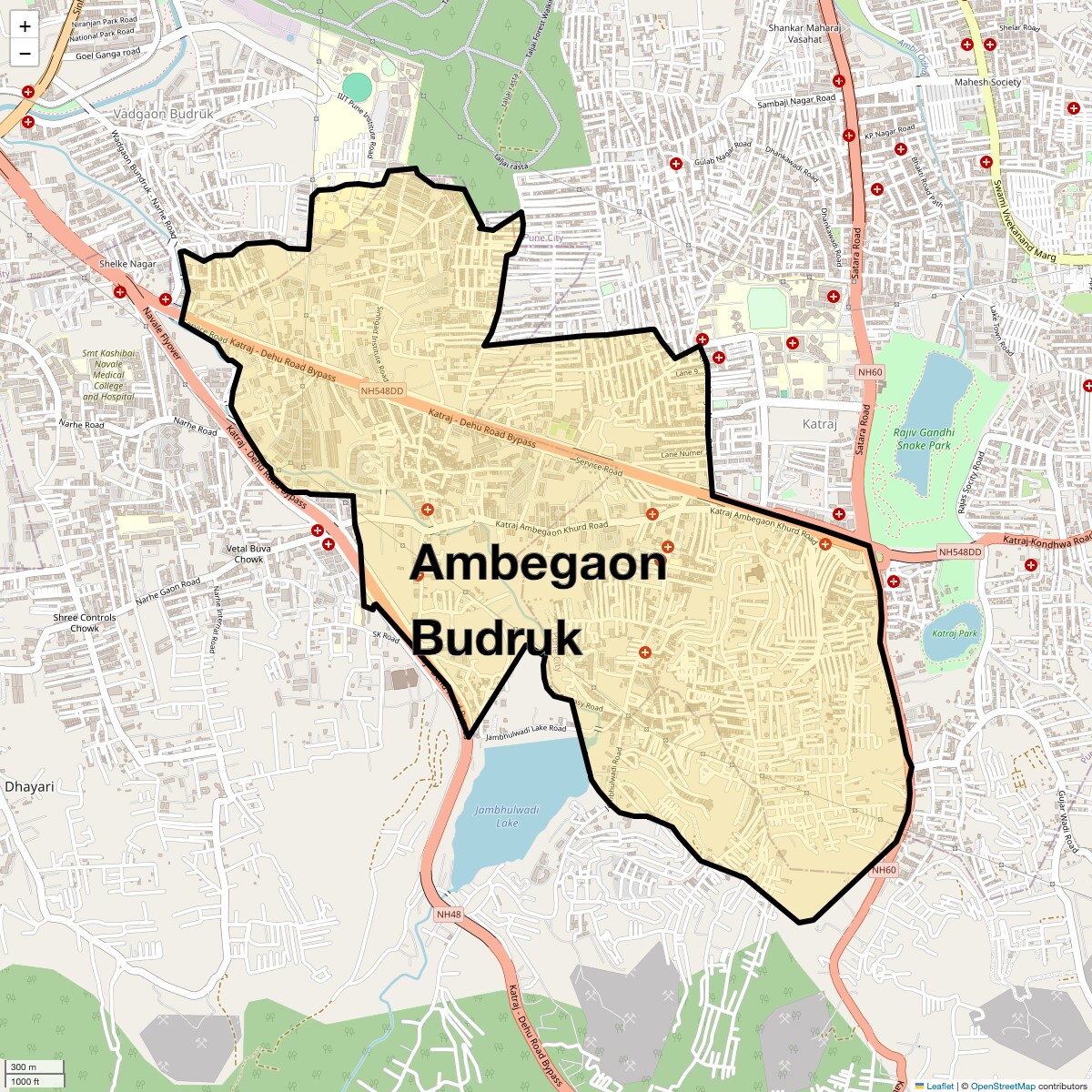 Location Map of Ambegaon Budruk, Pune