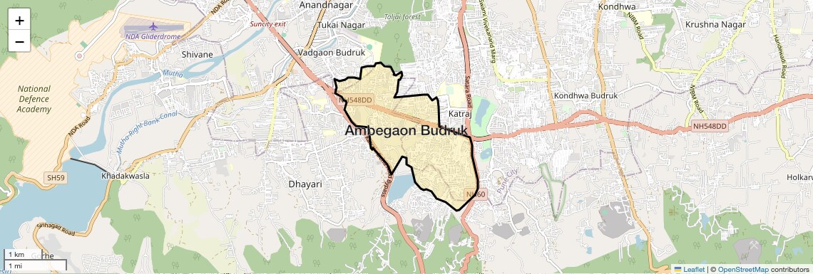 Location Map of Ambegaon Budruk, Pune