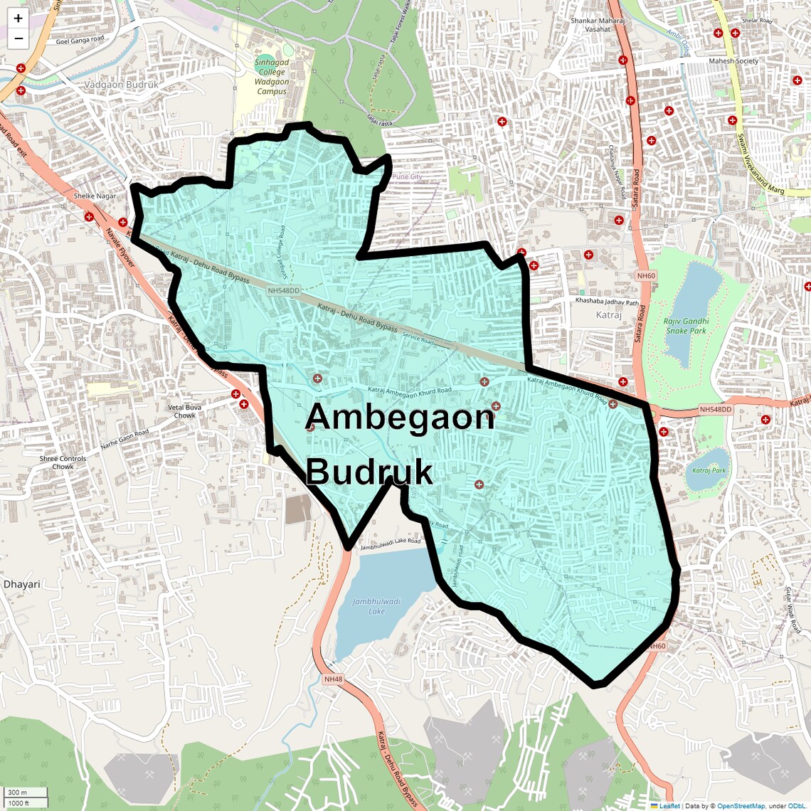 Location Map of Ambegaon Budruk, Pune