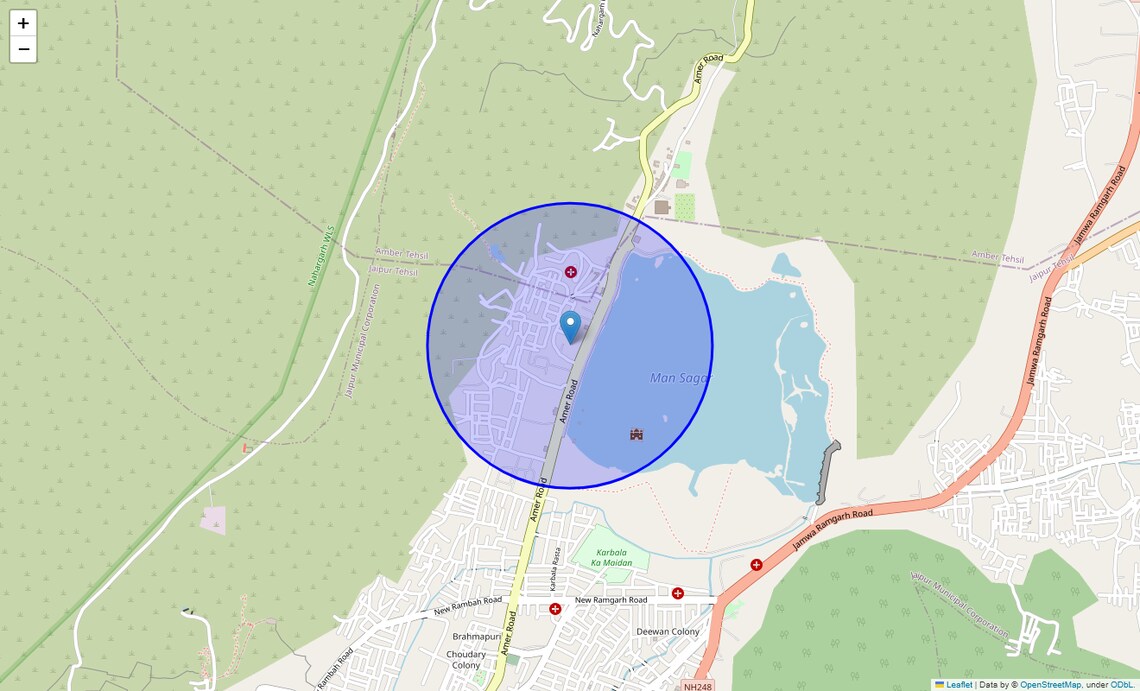Location Map of Amber Fort Road, Jaipur