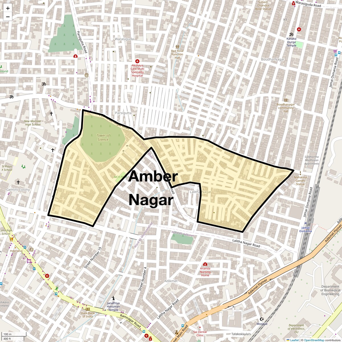 Location Map of Amber Nagar, Hyderabad