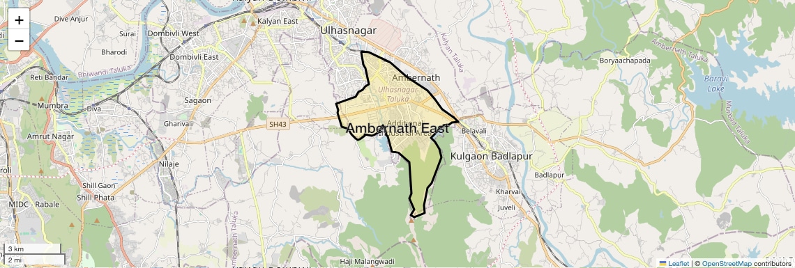 Location Map of Ambernath East, Thane