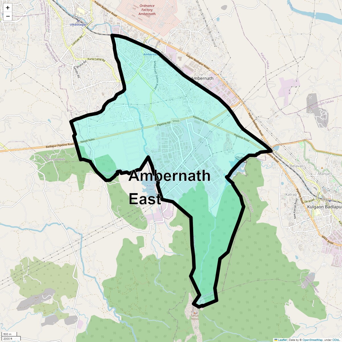 Location Map of Ambernath East, Thane