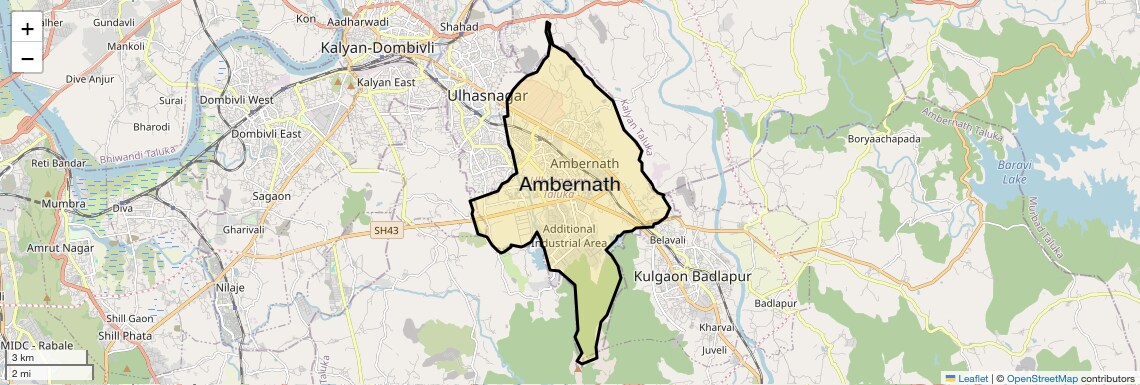 Location Map of Ambernath, Thane