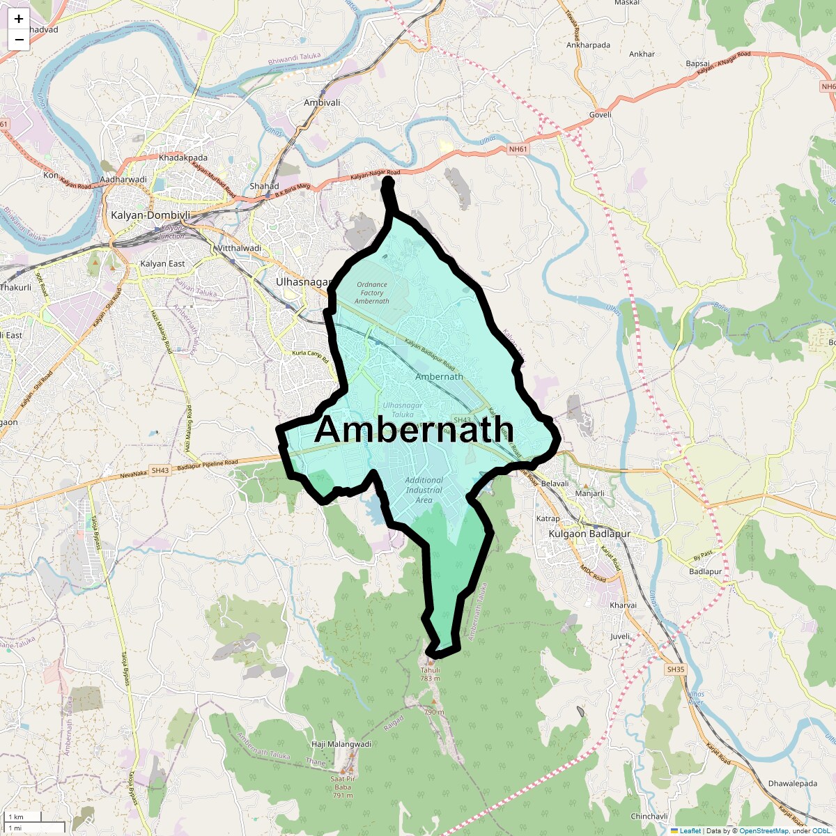 Location Map of Ambernath, Thane