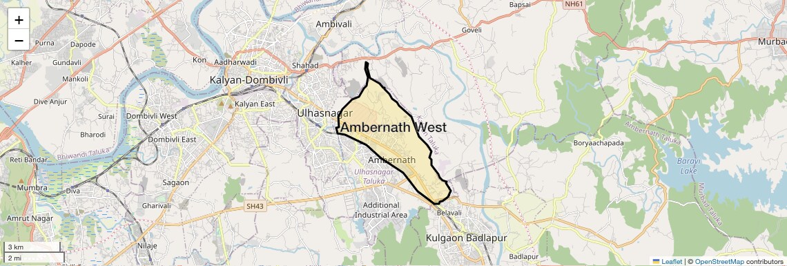 Location Map of Ambernath West, Thane
