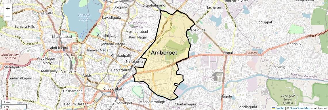 Location Map of Amberpet, Hyderabad