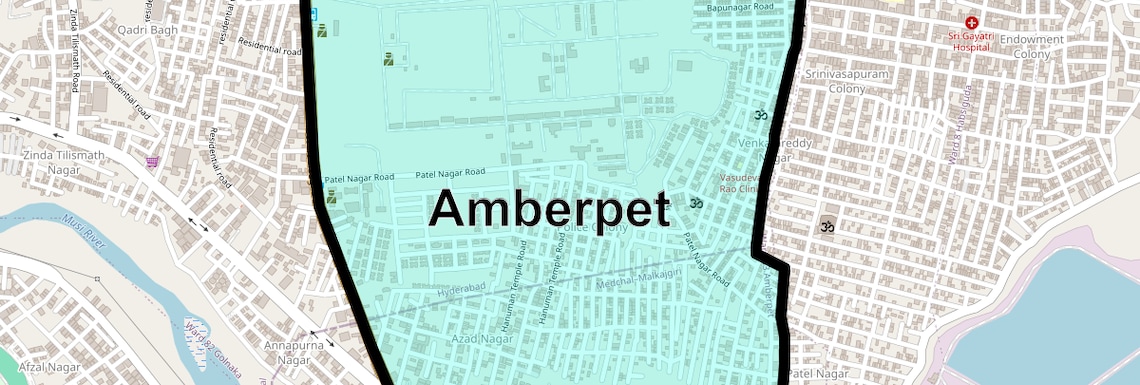 Location Map of Amberpet, Hyderabad