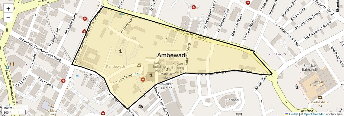 Location Map of Ambewadi, Mumbai