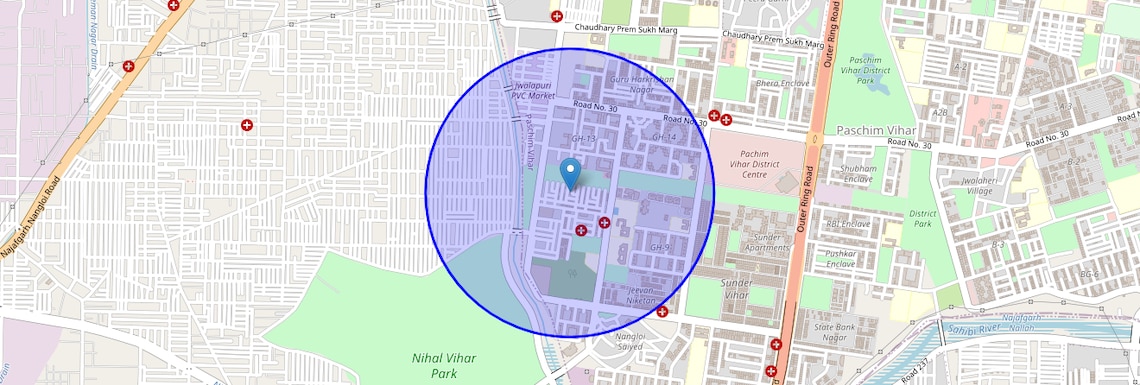 Location Map of Ambica Vihar, Delhi