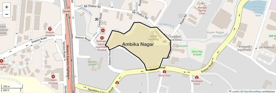 Location Map of Ambika Nagar, Mumbai