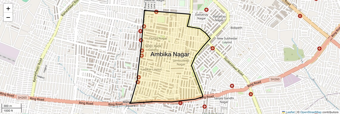 Location Map of Ambika Nagar, Nagpur