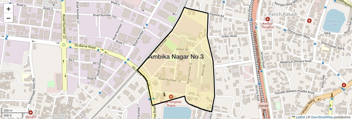 Location Map of Ambika Nagar No 3, Thane