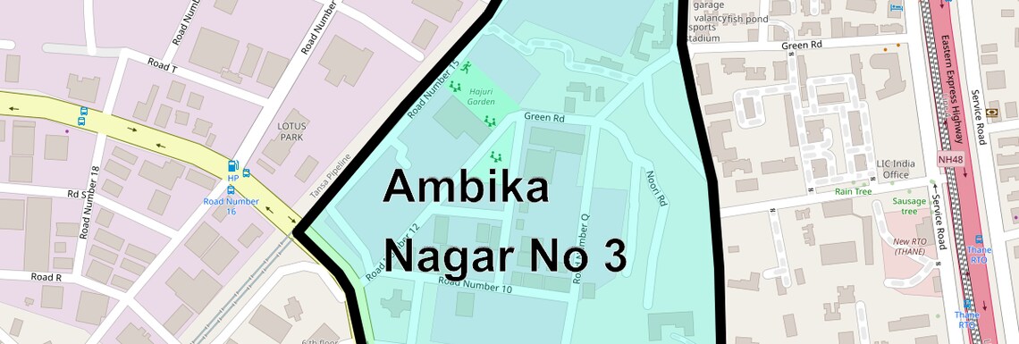 Location Map of Ambika Nagar No 3, Thane