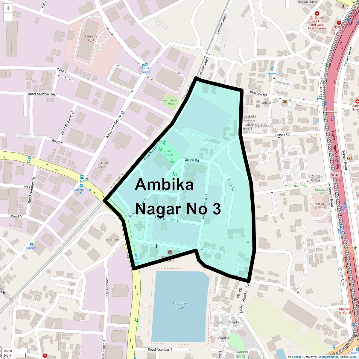 Location Map of Ambika Nagar No 3, Thane