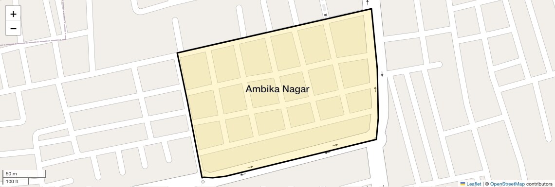 Location Map of Ambika Nagar, Surat