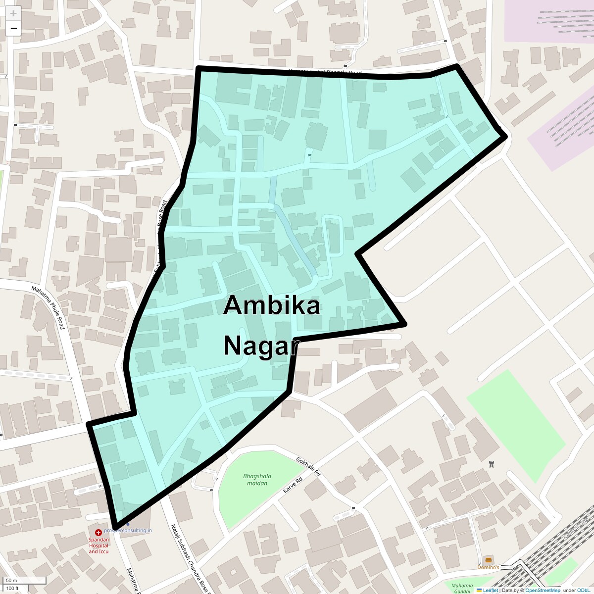 Location Map of Ambika Nagar, Thane