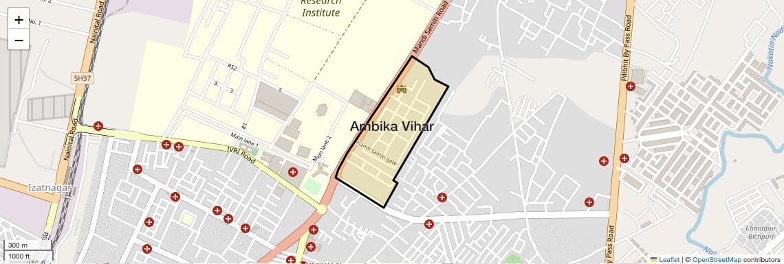 Location Map of Ambika Vihar, Bareilly