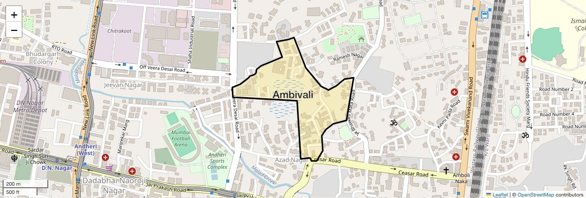 Location Map of Ambivali, Mumbai