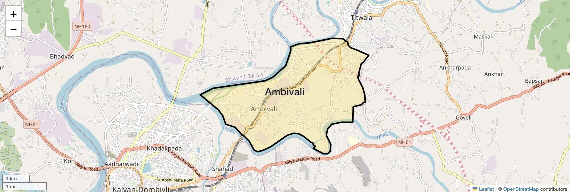 Location Map of Ambivali, Thane