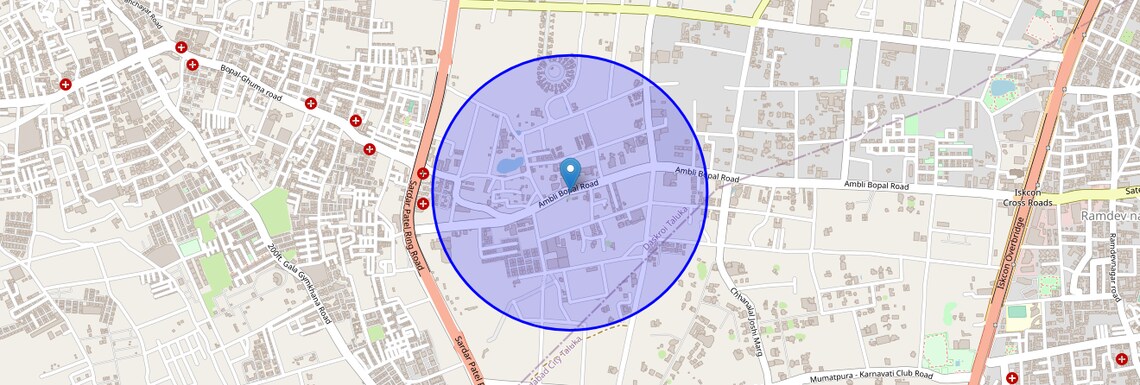 Location Map of Ambli Road, Ahmedabad