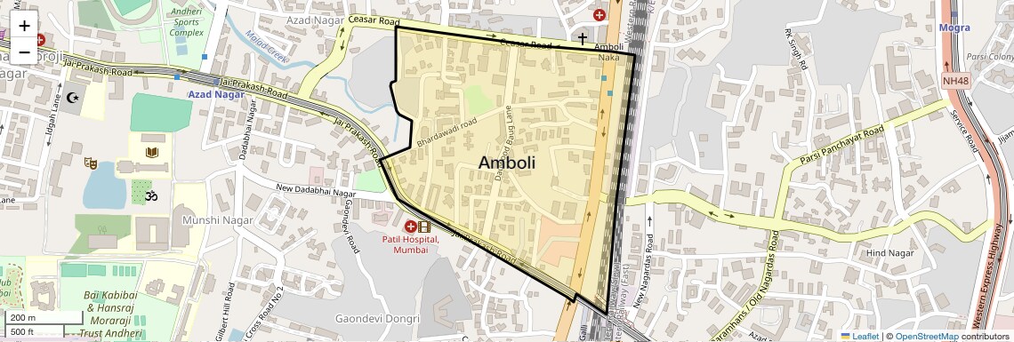 Location Map of Amboli, Mumbai