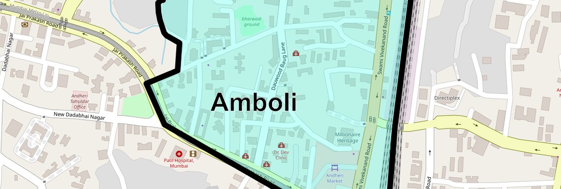 Location Map of Amboli, Mumbai