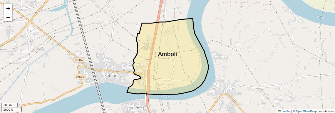 Location Map of Amboli, Surat