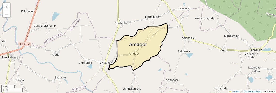 Location Map of Amdoor, Hyderabad