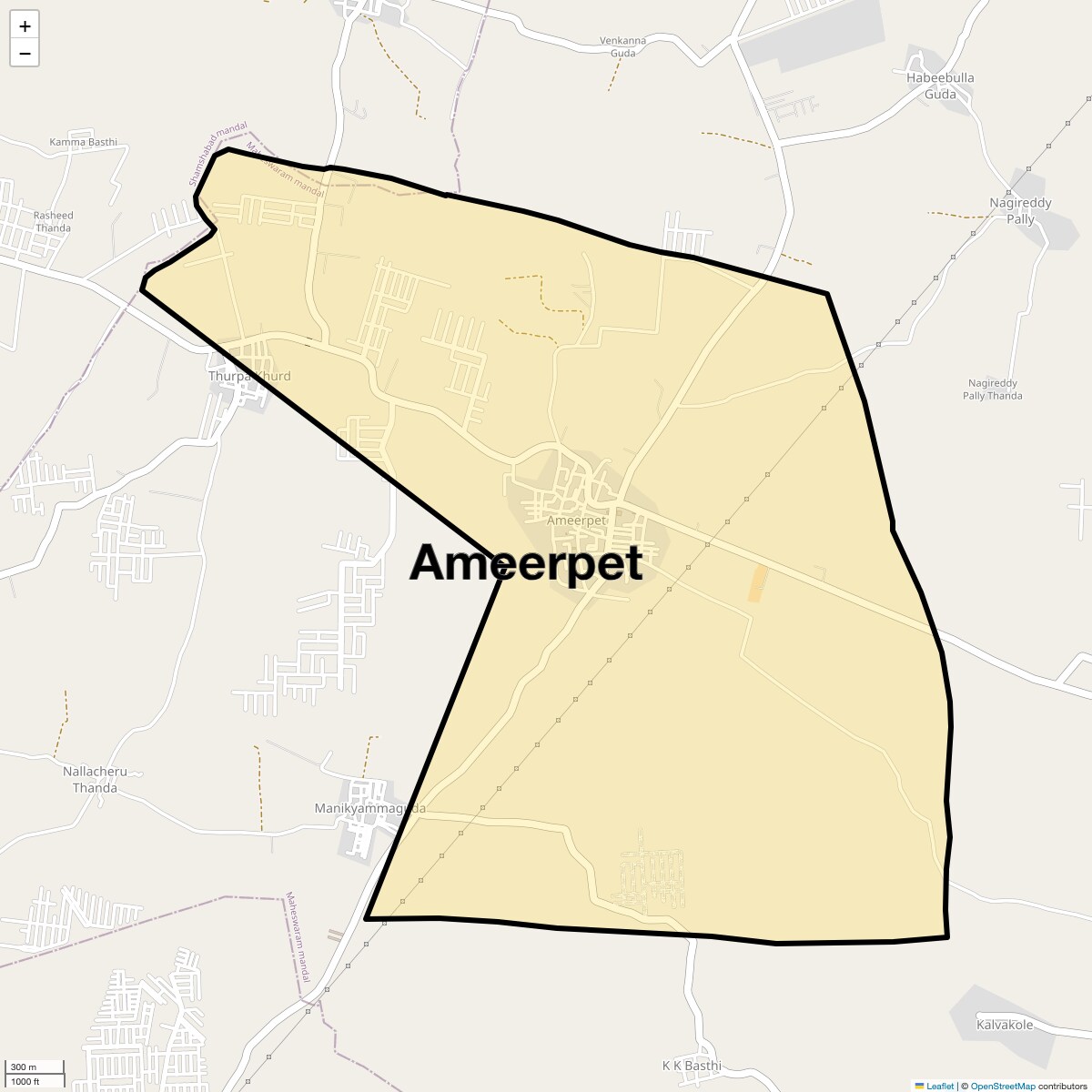 Location Map of Ameerpet, Hyderabad