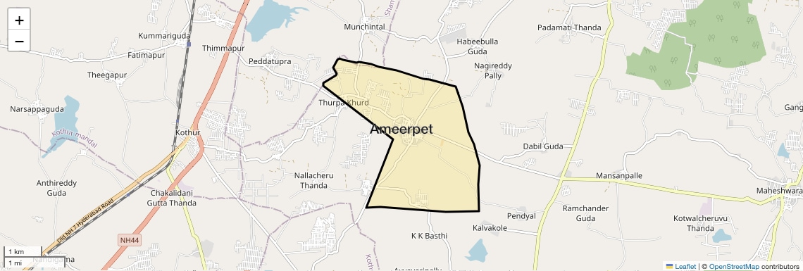 Location Map of Ameerpet, Hyderabad