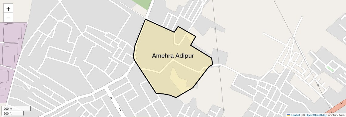 Location Map of Amehra Adipur, Meerut