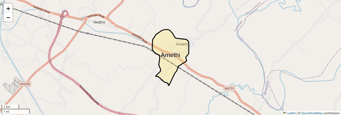 Location Map of Amethi, Lucknow