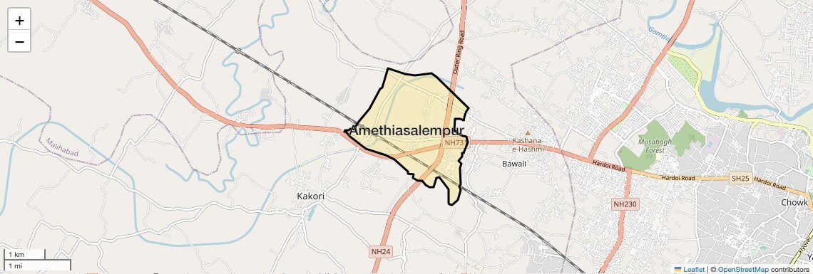 Location Map of Amethiasalempur, Lucknow