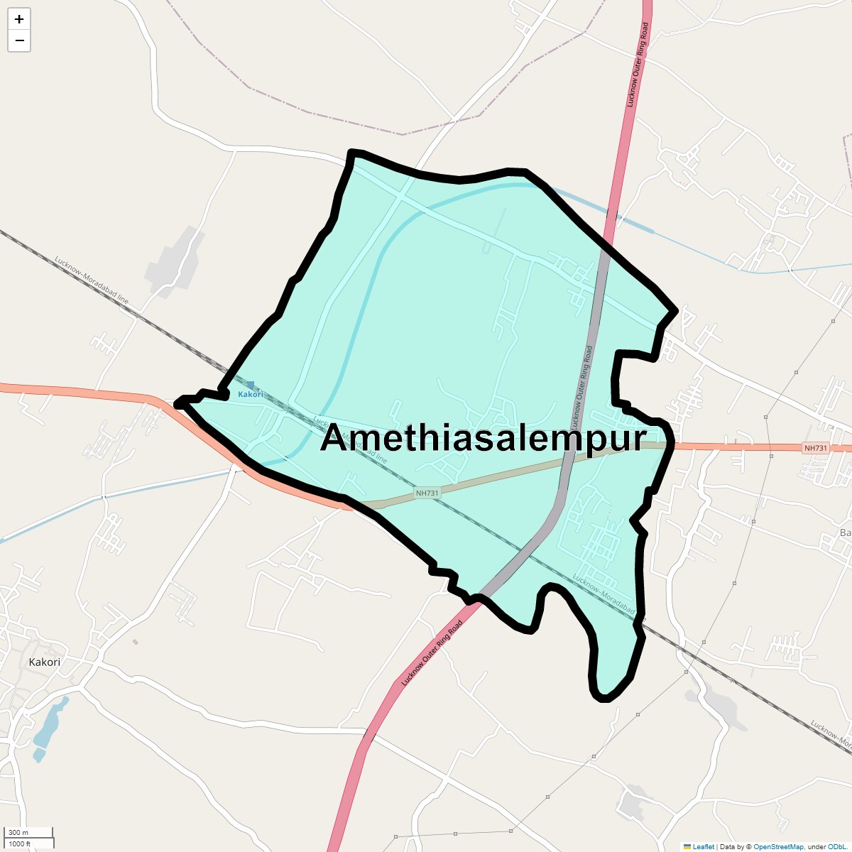 Location Map of Amethiasalempur, Lucknow