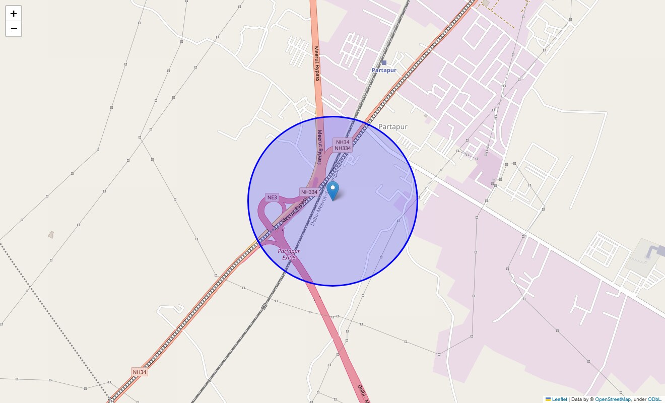Location Map of Aminagar Urf Bhurbaral, Meerut