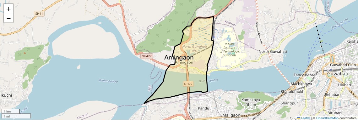 Location Map of Amingaon, Guwahati