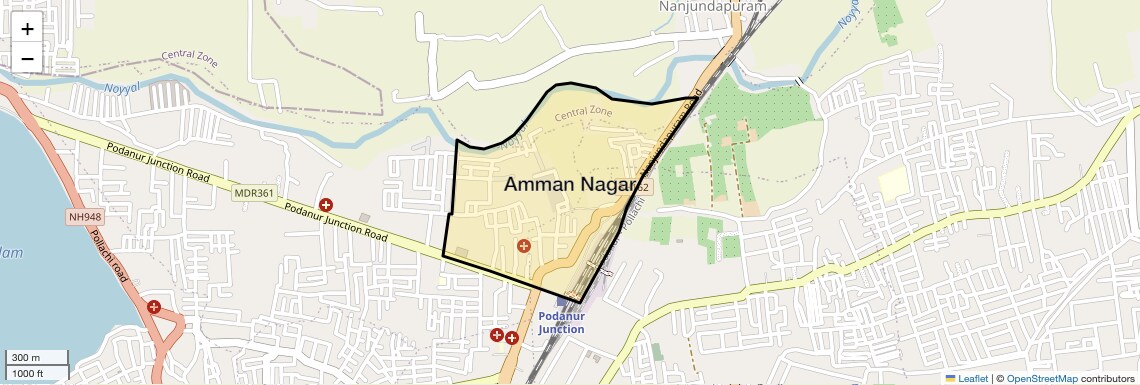 Location Map of Amman Nagar, Coimbatore
