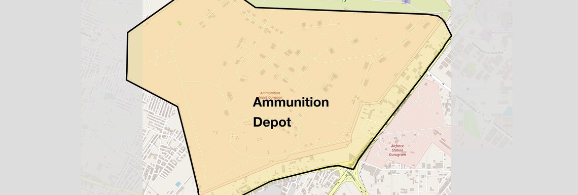 Location Map of Ammunition Depot, Gurgaon