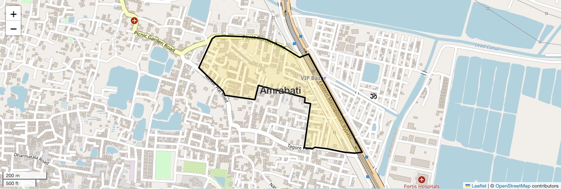 Location Map of Amrabati, Kolkata