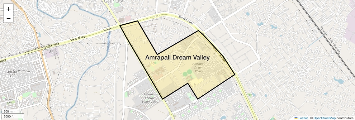 Location Map of Amrapali Dream Valley, Greater Noida