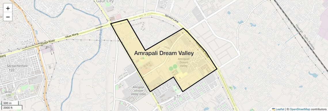 Location Map of Amrapali Dream Valley, Greater Noida